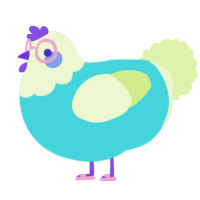 Burbuja, a aqua and apple chicken with a head pattern