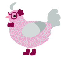 A pink and silver chicken with a double-lace pattern