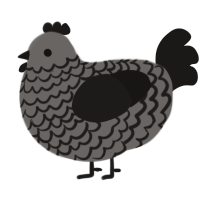 A grey and sable chicken with a lace pattern