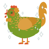 Opuntia, a chartreuse and orange chicken with a half-lace pattern