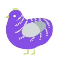 easter wip, a blurple and silver chicken with a half-bar pattern