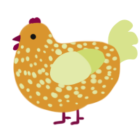 A orange and lemon chicken with a speckle pattern