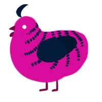 A fuchsia and tumblr chicken with a half-bar pattern