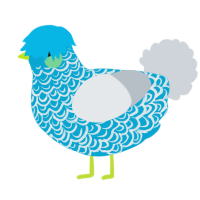 Beachside, a cerulean and mist chicken with a double-lace pattern