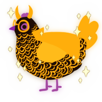 Dusky, a black and gold chicken with a double-lace pattern