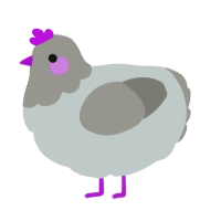 Pastel Pigeon, a silver and ash chicken with a head pattern