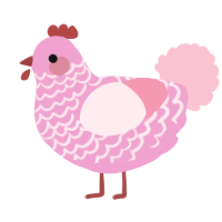 Cerrt, a pink and rose chicken with a lace pattern