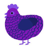unnamed, a violet and navy chicken with a lace pattern