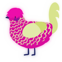 Glowing Dragon Fruit, a fuchsia and lemon chicken with a lace pattern