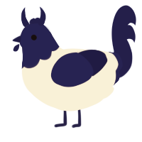 Phoseom, a cream and navy chicken with a head pattern