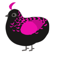(unnamed), a sable and fuchsia chicken with a half-lace pattern