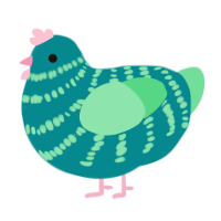 A teal and spring chicken with a bar pattern