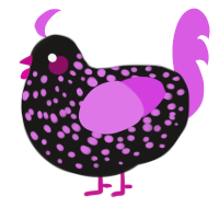 A sable and orchid chicken with a speckle pattern