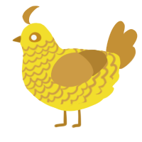 Corn, a yellow and gold chicken with a lace pattern