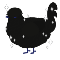 The Fiendslayer, a black chicken with a lace pattern