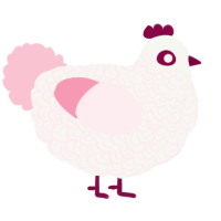 A white and rose chicken with a double-lace pattern