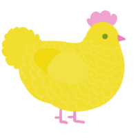 A yellow chicken with a lace pattern