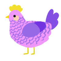 A lavender and blurple chicken with a lace pattern