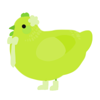 sprite, a lime chicken with a neck-band pattern