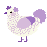 Fizzy Tea, a white and lilac chicken with a lace pattern