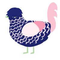 A navy and rose chicken with a lace pattern