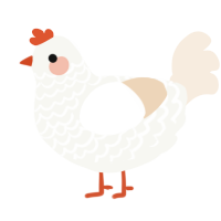 Chicken, a white and cream chicken with a lace pattern