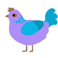 chalk, a lilac and cerulean chicken with a neck-speckle pattern