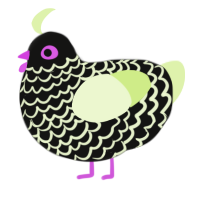 Sour Gummy Worm, a black and apple chicken with a lace pattern