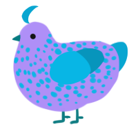 A lilac and cerulean chicken with a speckle pattern