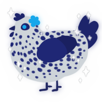 A mist and navy chicken with a speckle pattern