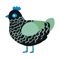 betta, a sable and gluppy chicken with a lace pattern