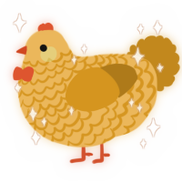 A honey and ochre chicken with a lace pattern