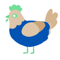A ultramarine and beige chicken with a head pattern