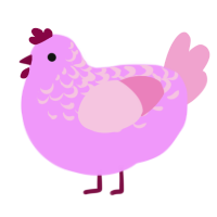 A lavender and pink chicken with a half-lace pattern