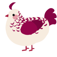 A cream and maroon chicken with a half-lace pattern