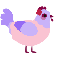 A rose and lilac chicken with a head pattern