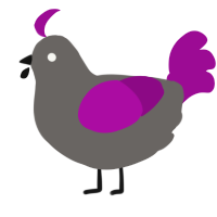 A grey and plum chicken