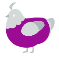 ooooo silvr-, a plum and silver chicken with a head pattern