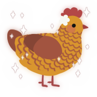 A orange and russet chicken with a lace pattern