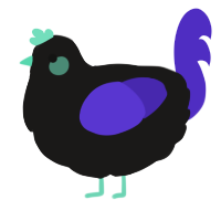 Lurk, a sable and indigo chicken