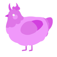 A lavender and orchid chicken with a head pattern