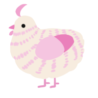 Peep, a cream and pink chicken with a bar pattern