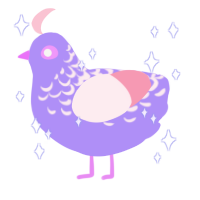 A lilac and rose chicken with a half-lace pattern
