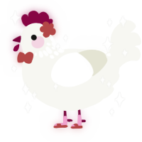 Binkly, a white chicken with a neck-speckle pattern
