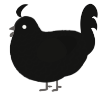 A black chicken with a lace pattern