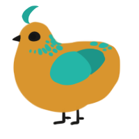 Mildew, a orange and turquoise chicken with a neck-speckle pattern