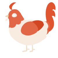 Orange Dreamsicle, a cream and vermilion chicken with a head pattern