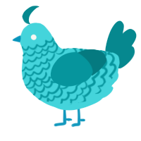A aqua and teal chicken with a lace pattern