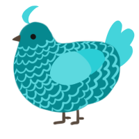 A teal and aqua chicken with a lace pattern