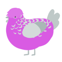 A orchid and silver chicken with a half-lace pattern